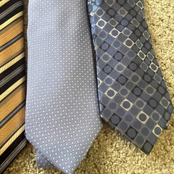 Michael Kors Mens Silk Neckties Blue Gold Striped Classic Modern Rep Lot 4x - Picture 3 of 11